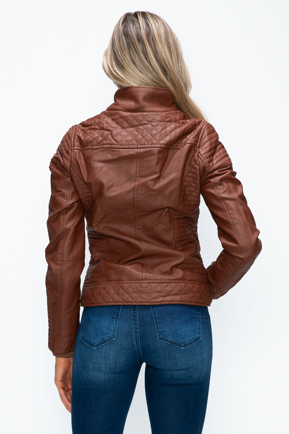 Stilla | Faux Layered Double-Zipper Jacket with Fuzzy Hood
