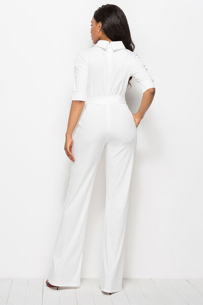 Stilla | Neck Tie-livvidde Halv Ærme Jumpsuit