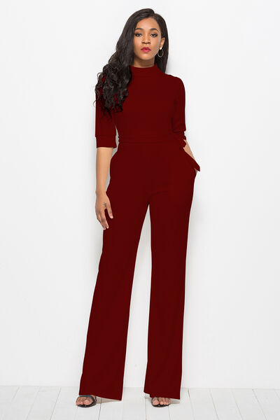Stilla | Neck Tie-livvidde Halv Ærme Jumpsuit