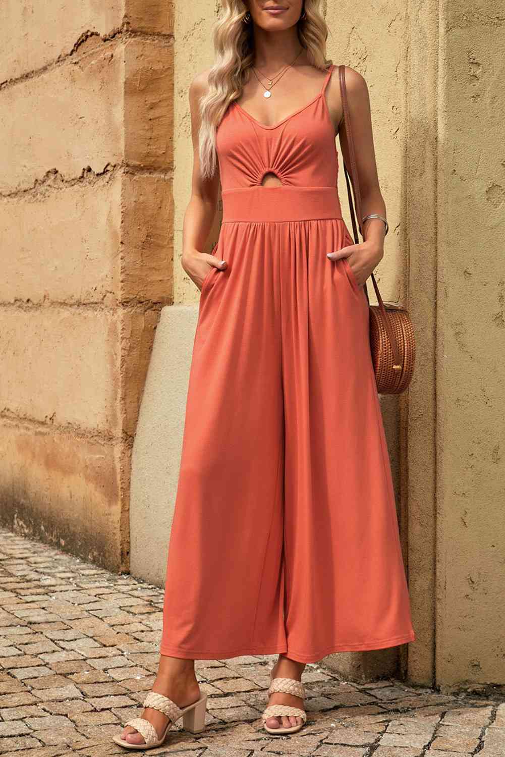Stilla | Spaghetti Strap Bred Benet Jumpsuit