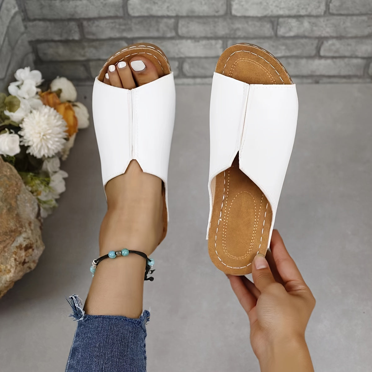 Stilla | Sandaler Komfortable Sommer Sko Med Mellem Hæl Og Rund Tå, Imitation Læder