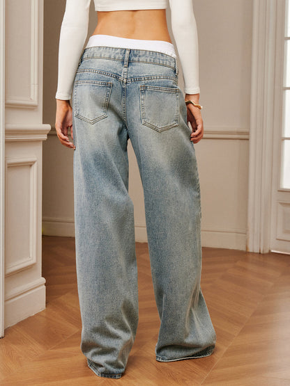 Stilla | Wide-Leg Jeans med Elastisk Talje Lyseblå Denim Casual & Komfortabel