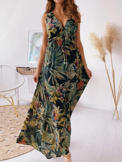 Stilla | Prematernity Kjoler Lang Kjole Uden Ryg V-udskæring Uden Ærmer Blomstret Kjole