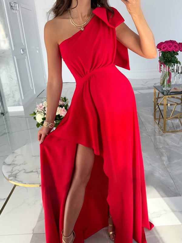 Stilla | Farve Unik Uregelmæssig Volanter Side Slids En Skulder Fest Maxi Elegante Maternity Kjoler Ceremoni
