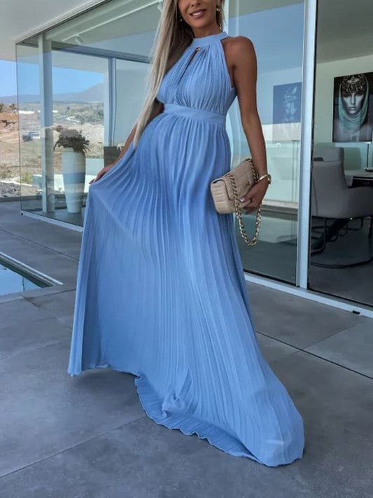 Stilla | Enkelt Farve Elegante Frynse Uden Ryg Fest Maxi Kjoler Premaman Ceremoni