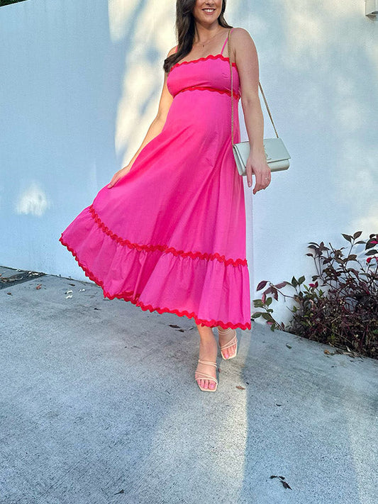 Stilla | Farve Unik Enkel Og Casual Strand Daglig Kjoler Lang Premamam