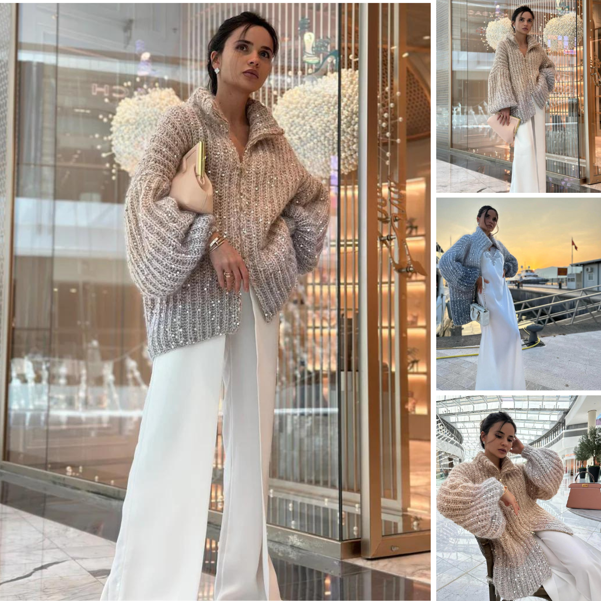 Stilla | Eleganter Strickjacke Aus Schimmernder Seide