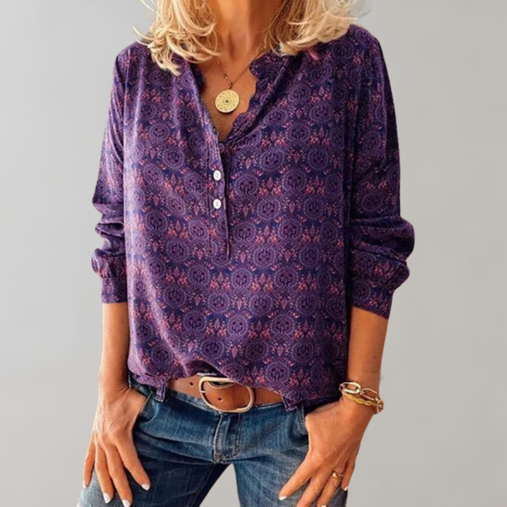Stilla | Vintage Stilfuld Langærmet Bluse