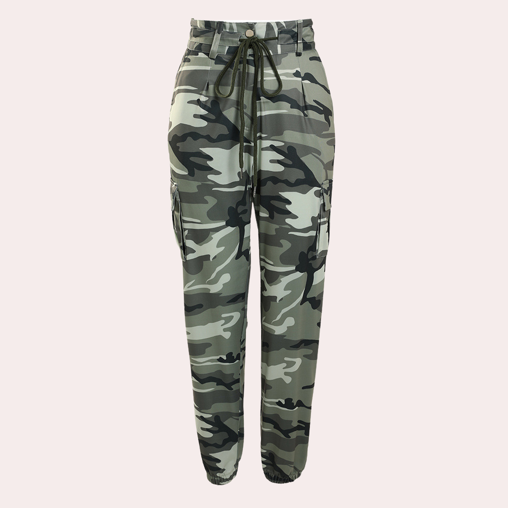 Stilla | Modetrend Cargo Bukser Til Damer, Camouflage Print