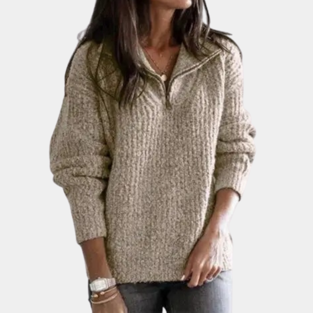 Stilla | Sweater Med Halv Lynlås Til Kvinder