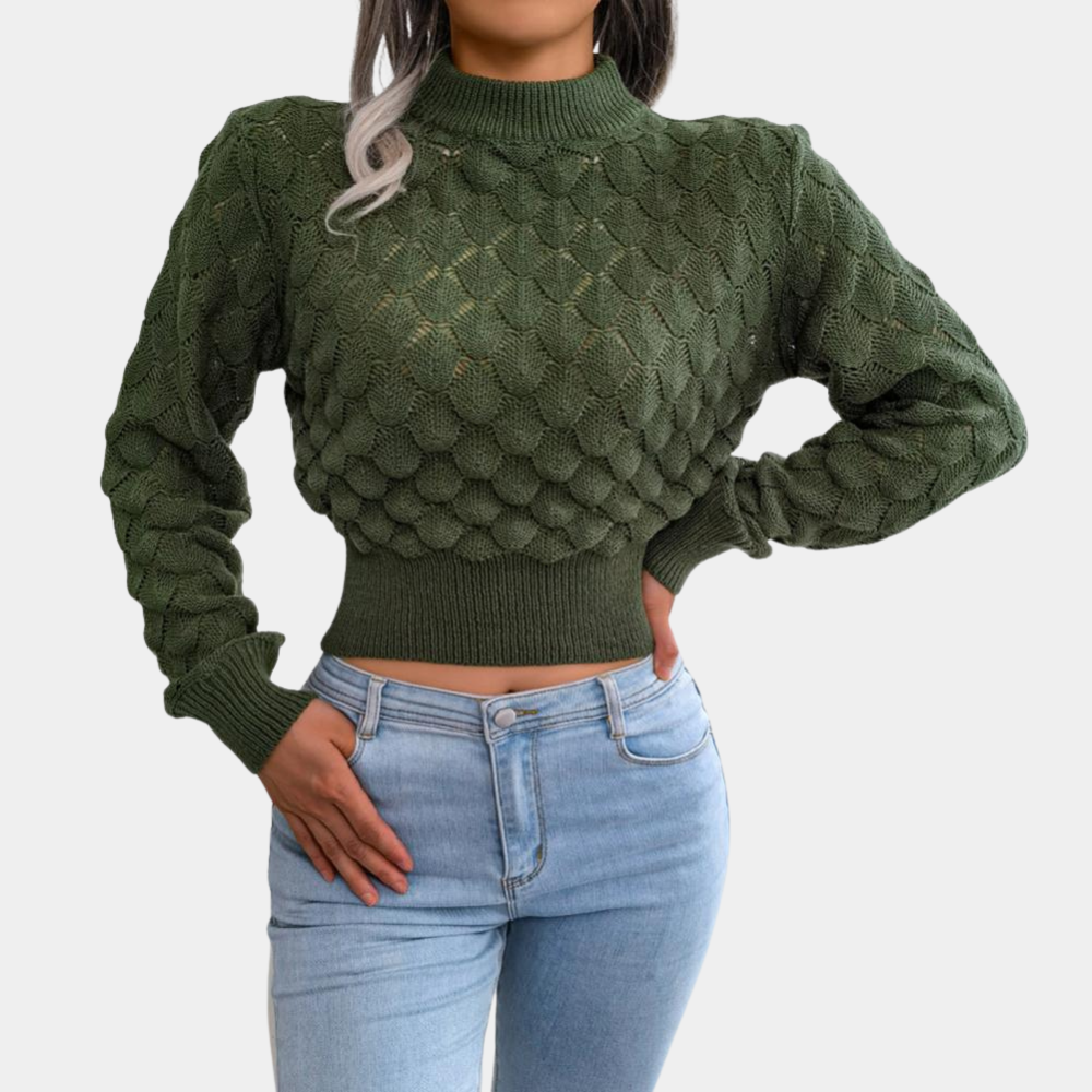 Stilla | Ensfarvet cropped sweater