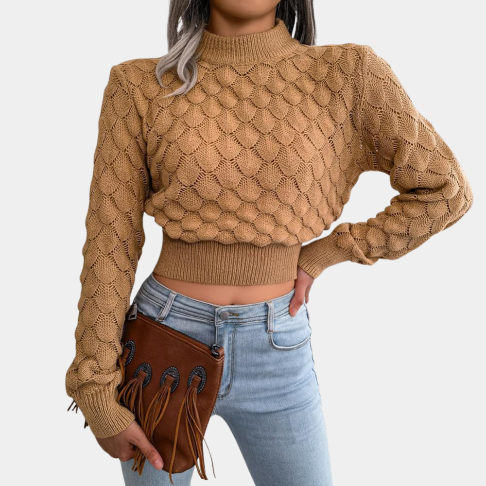 Stilla | Ensfarvet cropped sweater