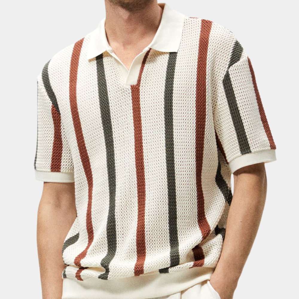 Stilla | Strikket Poloshirt med V-Hals til Mænd