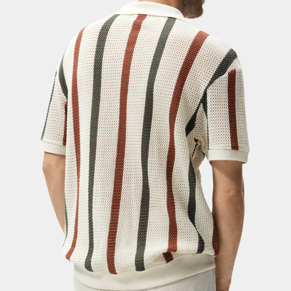 Stilla | Strikket Poloshirt med V-Hals til Mænd