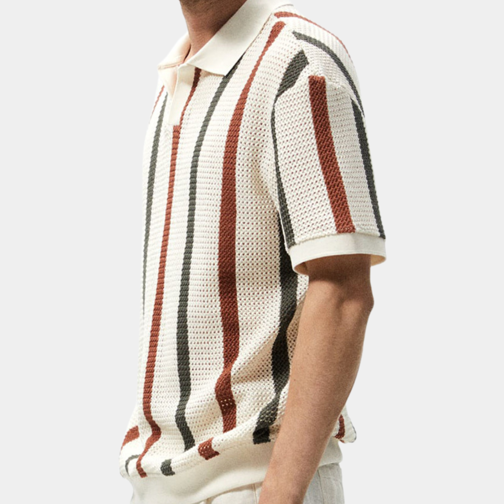 Stilla | Strikket Poloshirt med V-Hals til Mænd