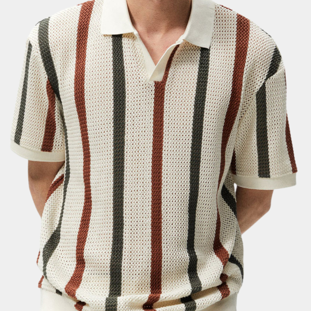 Stilla | Strikket Poloshirt med V-Hals til Mænd