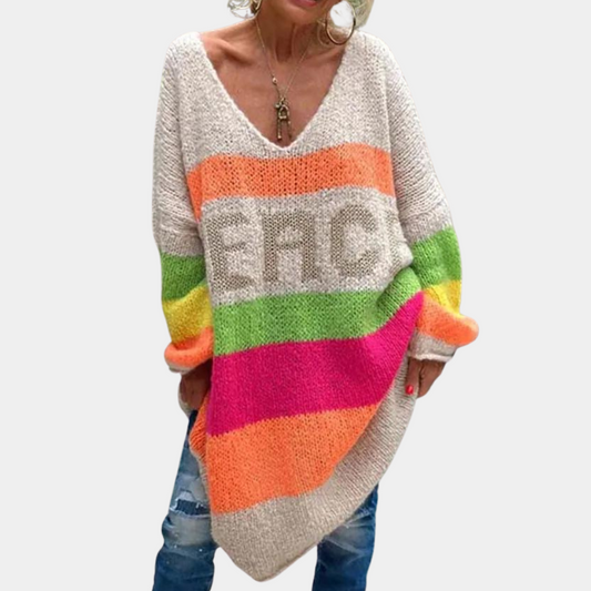 Stilla | Lang og Farverig Pullover til Kvinder