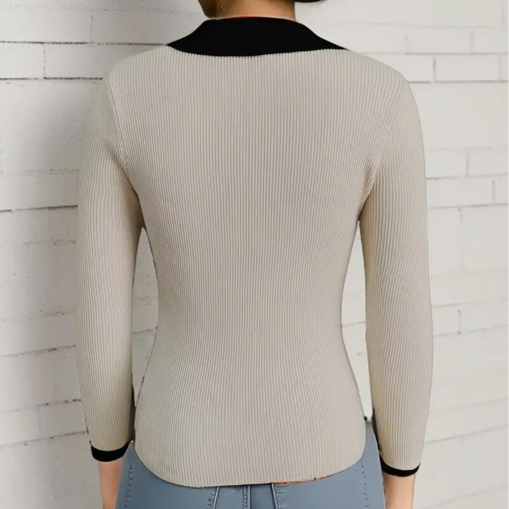 Stilla | Ribstrikket Sweater Til Kvinder Med Krave