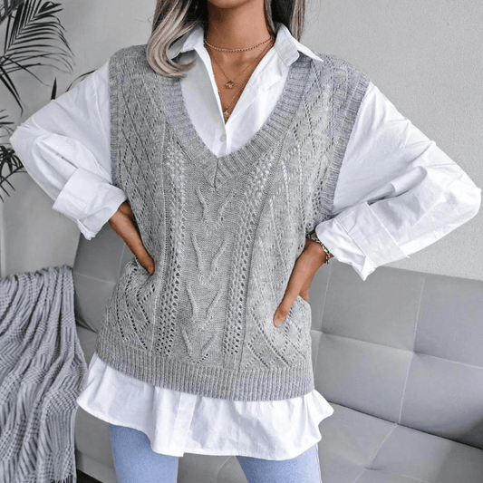 Stilla | Trendy Strikvest med V-Udskæring