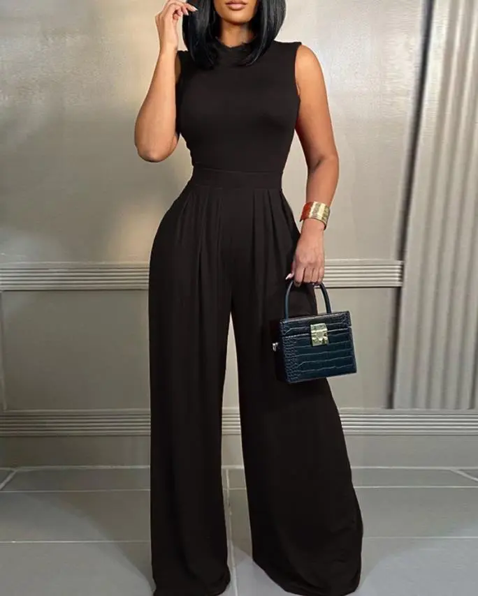 Stilla | Jumpsuit med grafiktryk og bredt ben