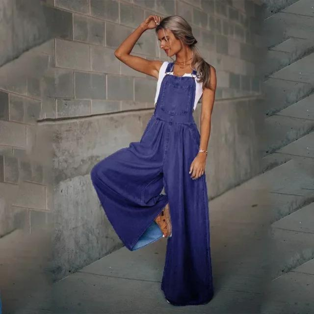 Stilla | Elegante Justerbar Denim Jumpsuit