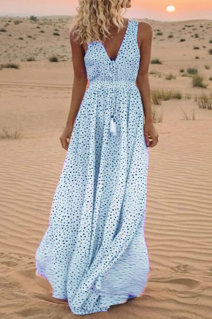 Stilla | Bohemian-stil Prikket Patchwork Kjoler Med V-hals Og A-formet Snit