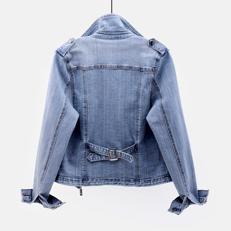 Stilla | Vasket Blå Dame Slim-Fit Denimjakke
