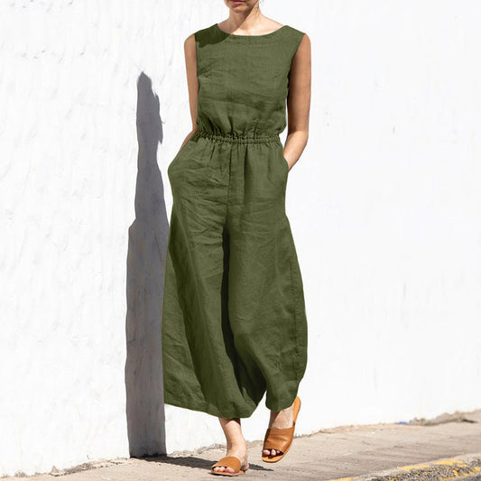Stilla | Elastisk Talje Bomulds Jumpsuit