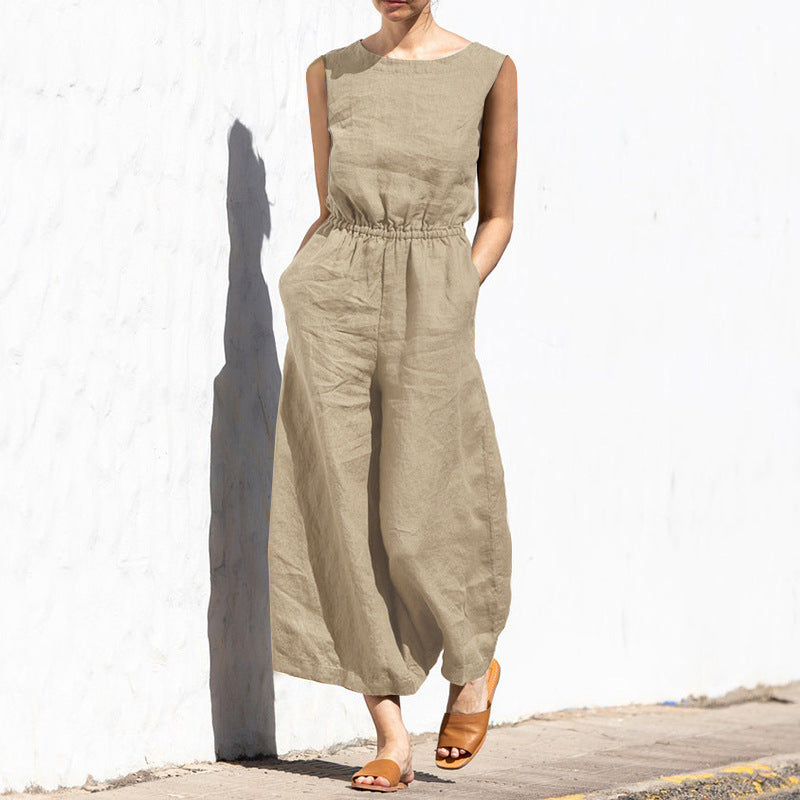 Stilla | Elastisk Talje Bomulds Jumpsuit