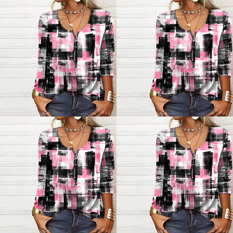 Stilla | Janssen Lyserød Bluse med Moderne Print