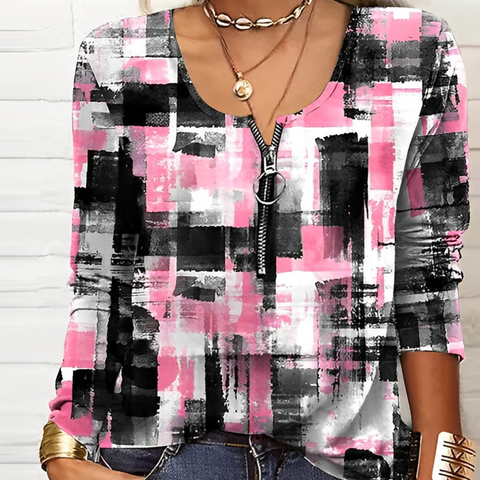 Stilla | Janssen Lyserød Bluse med Moderne Print