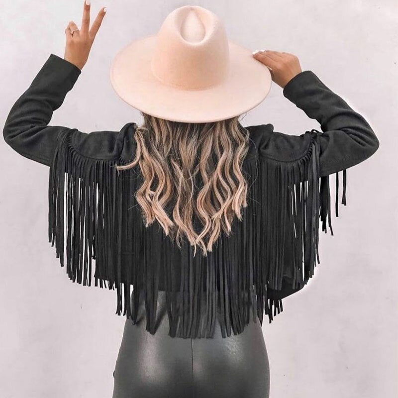 Stilla | Mode Syntetisk Suede Frynsed Jakke