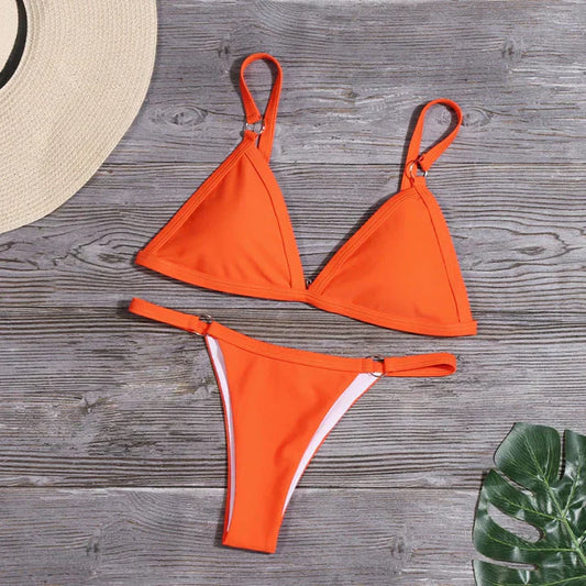 Stilla | Orange Bikini med Ringdetaljer