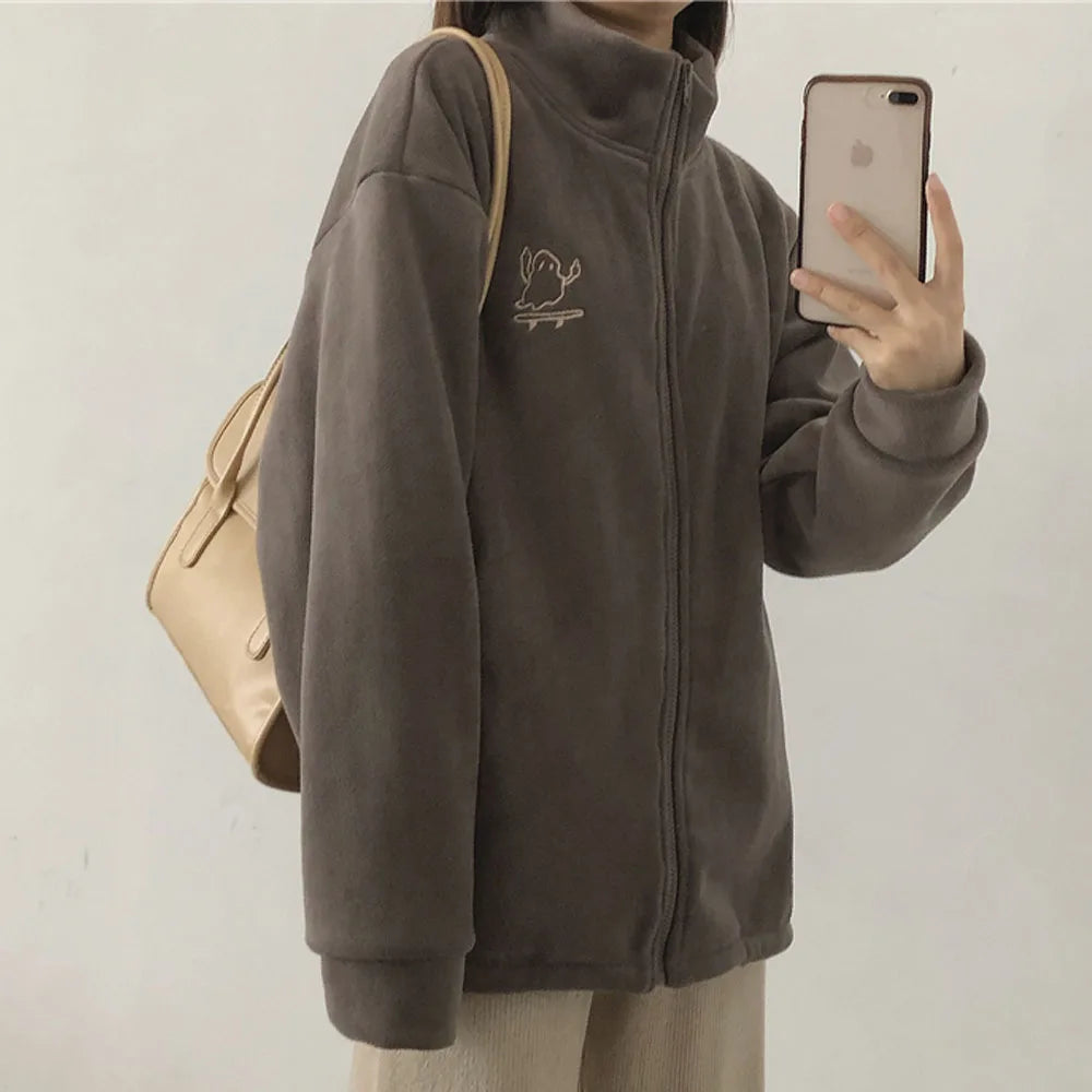Stilla | Dame Oversized Sweatshirt Med Lynlås og Lommer