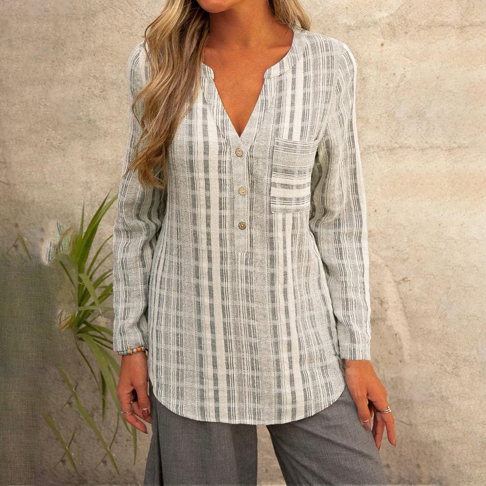 Stilla | Casual Loose Blouse Med Lange Ærmer Og V-Udsnit