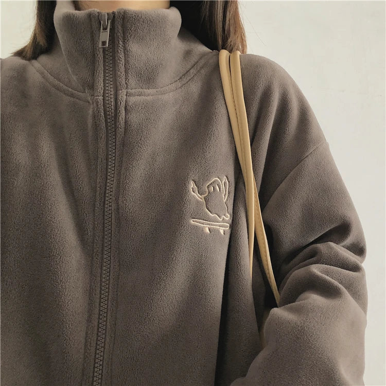 Stilla | Dame Oversized Sweatshirt Med Lynlås og Lommer