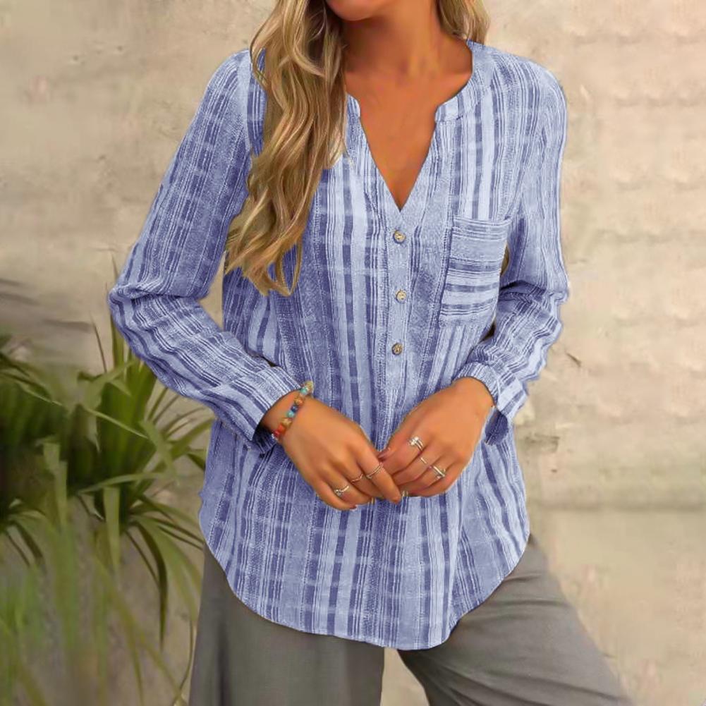 Stilla | Casual Loose Blouse Med Lange Ærmer Og V-Udsnit