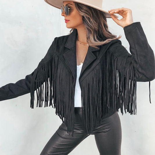 Stilla | Dam Strikjakke Med Frynser Til Trendy Outfits