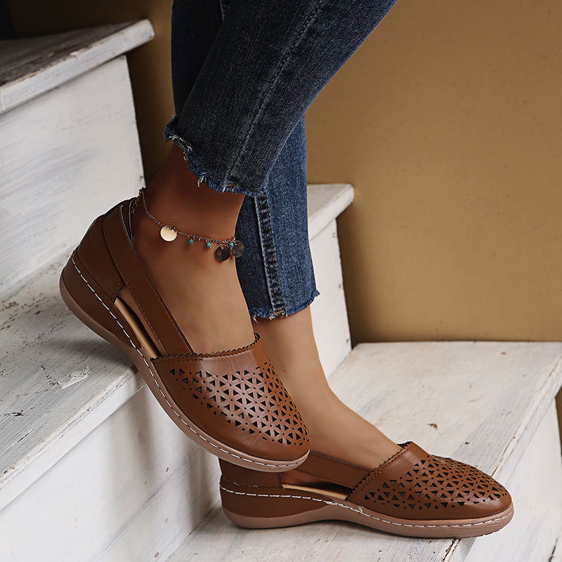 Stilla | Wedge Ortopædisk Udhulede Vintage Sandaler