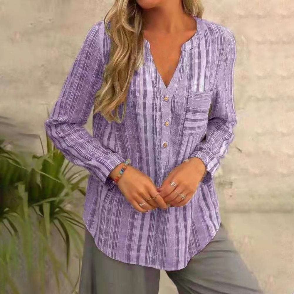 Stilla | Casual Loose Blouse Med Lange Ærmer Og V-Udsnit