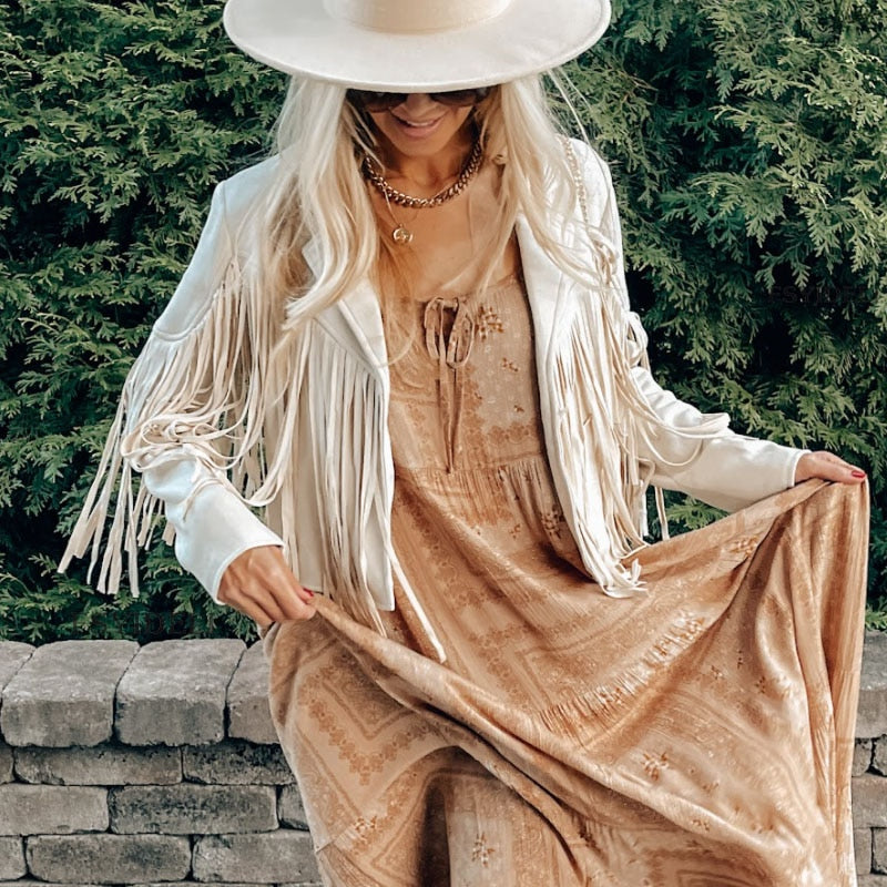Stilla | Mode Syntetisk Suede Frynsed Jakke