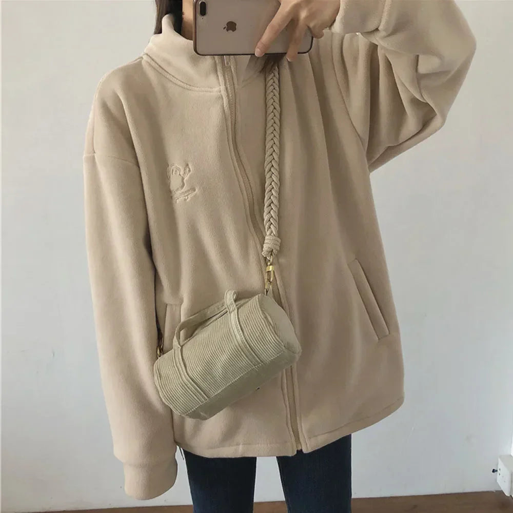 Stilla | Dame Oversized Sweatshirt Med Lynlås og Lommer
