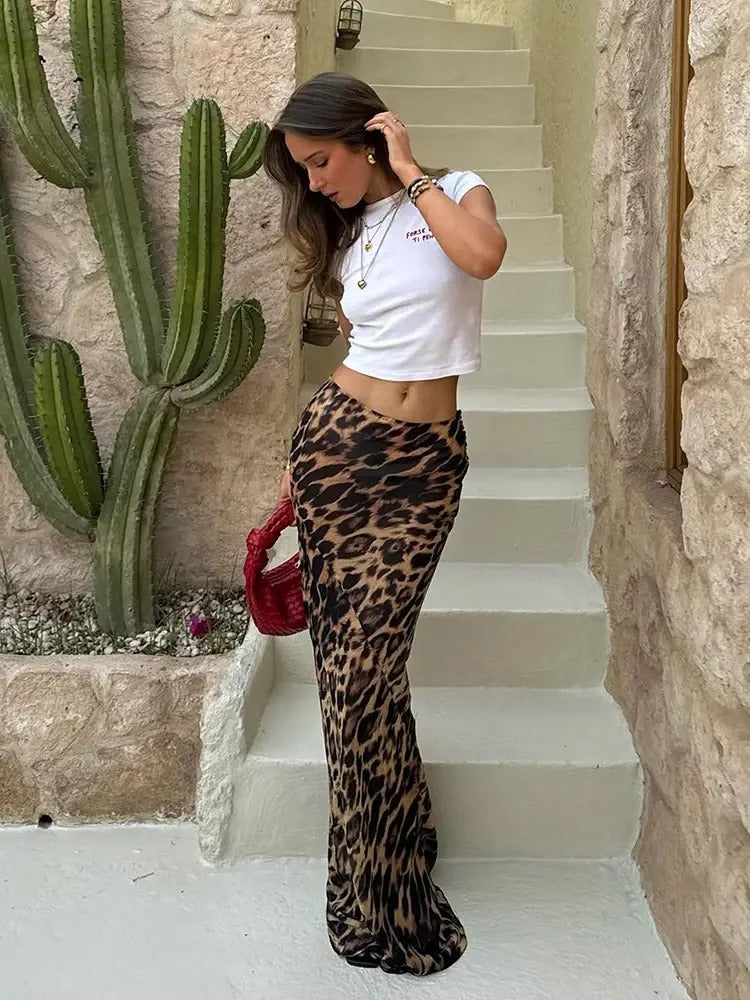 Stilla | Leopard Print Maxi Skirt