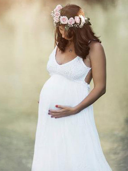 Stilla | Enkelt Farve Blonder Lille Bomuld Elegante Elegante Gravidkjoler