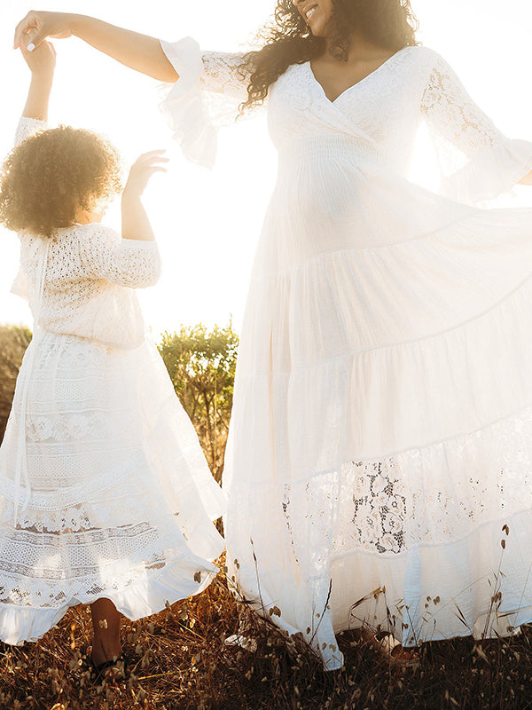 Stilla | Graviditetskjole for Enkelt Farve Blonde Flæser Gennemsigtig Kjole Blonde Graviditetskjole Fine Graviditetskjoler