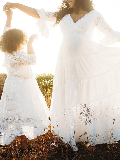 Stilla | Graviditetskjole for Enkelt Farve Blonde Flæser Gennemsigtig Kjole Blonde Graviditetskjole Fine Graviditetskjoler