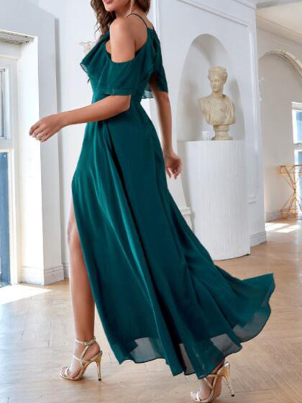 Stilla | Gravidkjole Med Flæser Sideslids Chiffon Gravid Mini Kjoler Kjole