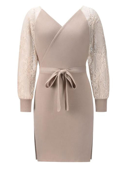 Stilla | Gravidkjole Til Patchwork Blonde Lanternemanche Gravid Midi Sweater Kjoler Kjole