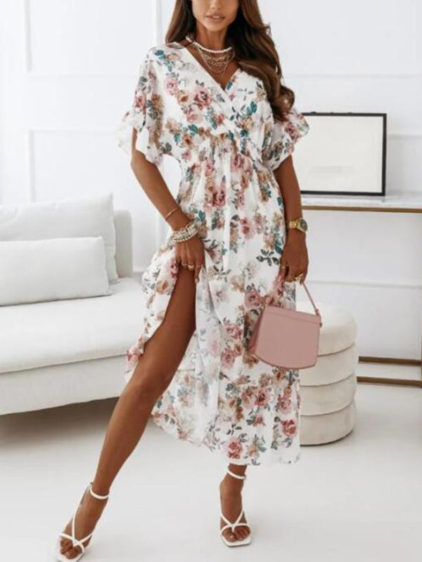 Stilla | Kjole Til Gravide for Floral Print Drawstring Ruffles Maternity Bohemia Maxi Dresses Dress
