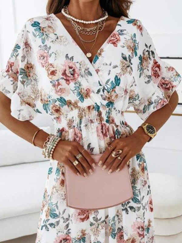 Stilla | Kjole Til Gravide for Floral Print Drawstring Ruffles Maternity Bohemia Maxi Dresses Dress